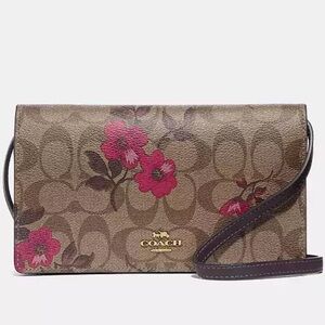 Coach Hayden Foldover Crossbody Clutch Signature Canvas Victorian Floral Print